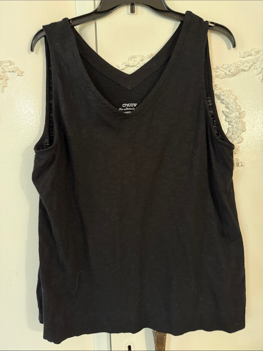 Chico's Black V-Neck Sleeveless Tank Top SZ 3 XL